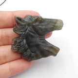 Labradorite Carved Horse Head Pendant Bead, Jewelry Gift Gemstone
