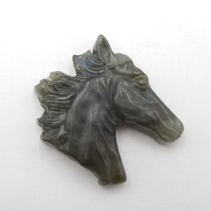 Labradorite Carved Horse Head Pendant Bead, Jewelry Gift Gemstone