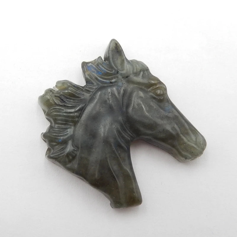 Labradorite Carved Horse Head Pendant Bead, Jewelry Gift Gemstone