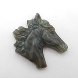 Labradorite Carved Horse Head Pendant Bead, Jewelry Gift Gemstone
