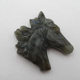 Labradorite Carved Horse Head Pendant Bead, Jewelry Gift Gemstone