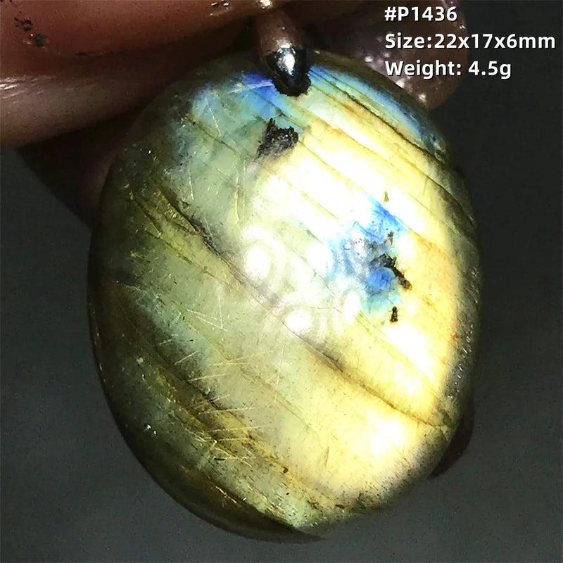 Labradorite Crystal Necklace Pendant Silver Yellow Moonstone Stone AAAAA