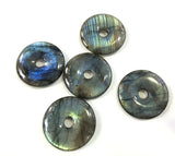 Labradorite Donut 35mm Round Pendant Gemstone Beads 1PC