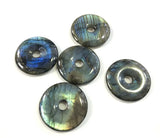 Labradorite Donut 35mm Round Pendant Gemstone Beads 1PC