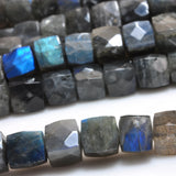 Labradorite Faceted Cube Loose Beads Semi Precious Stone Bracelet Necklace