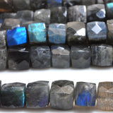 Labradorite Faceted Cube Loose Beads Semi Precious Stone Bracelet Necklace