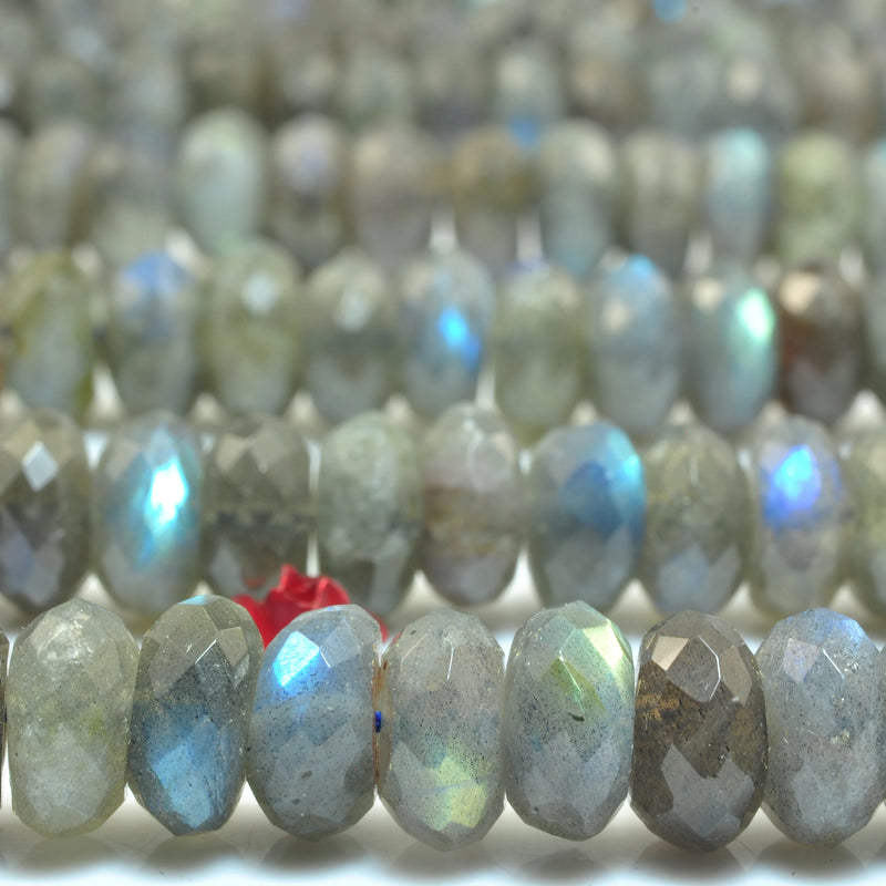 Labradorite Faceted Rondelle Loose Beads Gemstone Bracelet Necklace