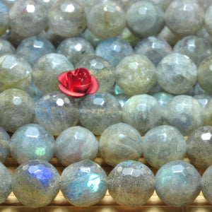 Labradorite Faceted Round Loose Beads Gemstone Bracelet Necklace DIY