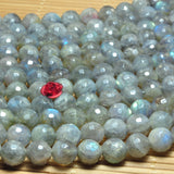Labradorite Faceted Round Loose Beads Gemstone Bracelet Necklace DIY