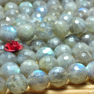 Labradorite Faceted Round Loose Beads Gemstone Bracelet Necklace DIY