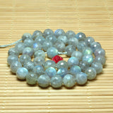 Labradorite Faceted Round Loose Beads Gemstone Bracelet Necklace DIY