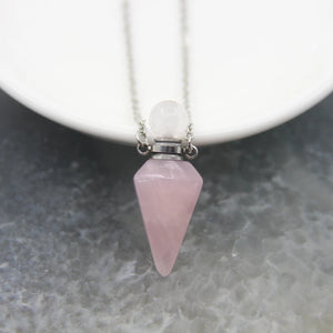 Labradorite/Fluorite Faceted Point Pendulum Perfume Bottle Necklace