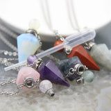 Labradorite/Fluorite Faceted Point Pendulum Perfume Bottle Necklace