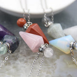 Labradorite/Fluorite Faceted Point Pendulum Perfume Bottle Necklace