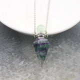 Labradorite/Fluorite Faceted Point Pendulum Perfume Bottle Necklace