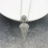 Labradorite/Fluorite Faceted Point Pendulum Perfume Bottle Necklace