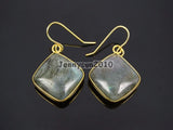Labradorite Diagonal Square Pendant Hook Earrings Set