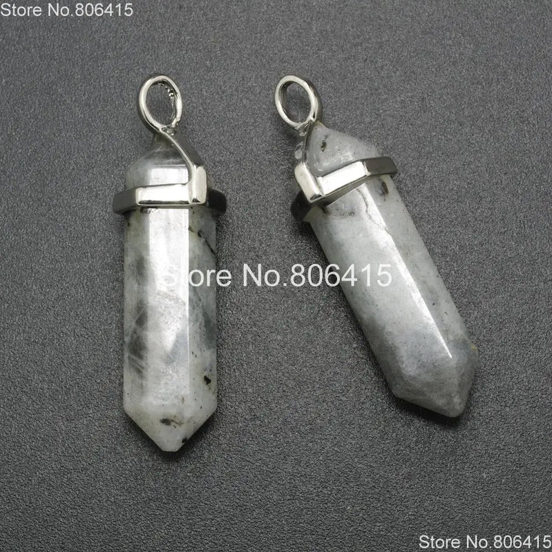 Labradorite Hexagonal Crystal Pointed Pendant 10Pcs/Pack