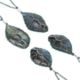 Labradorite Life Tree Gun-black Pendant Necklace