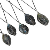 Labradorite Life Tree Gun-black Pendant Necklace