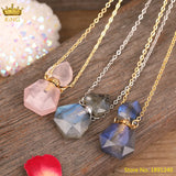 Labradorite Lemon Quartz Crystal Essential Oil Perfume Bottle Necklace