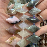 Labradorite Moonstone Stone Beads 15'' Rhombus Square DIY Loose Beads