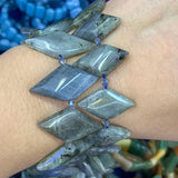 Labradorite Moonstone Stone Beads 15'' Rhombus Square DIY Loose Beads