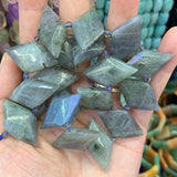 Labradorite Moonstone Stone Beads 15'' Rhombus Square DIY Loose Beads