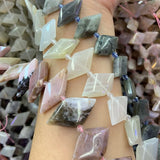 Labradorite Moonstone Stone Beads 15'' Rhombus Square DIY Loose Beads
