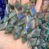 Labradorite Moonstone Stone Beads 15'' Rhombus Square DIY Loose Beads