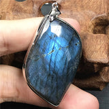 Labradorite Pendant Healing Luck Gift Crystal Silver Moonstone