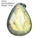 Labradorite Pendant Yellow Light Crystal Reiki Healing Moonstone Jewelry