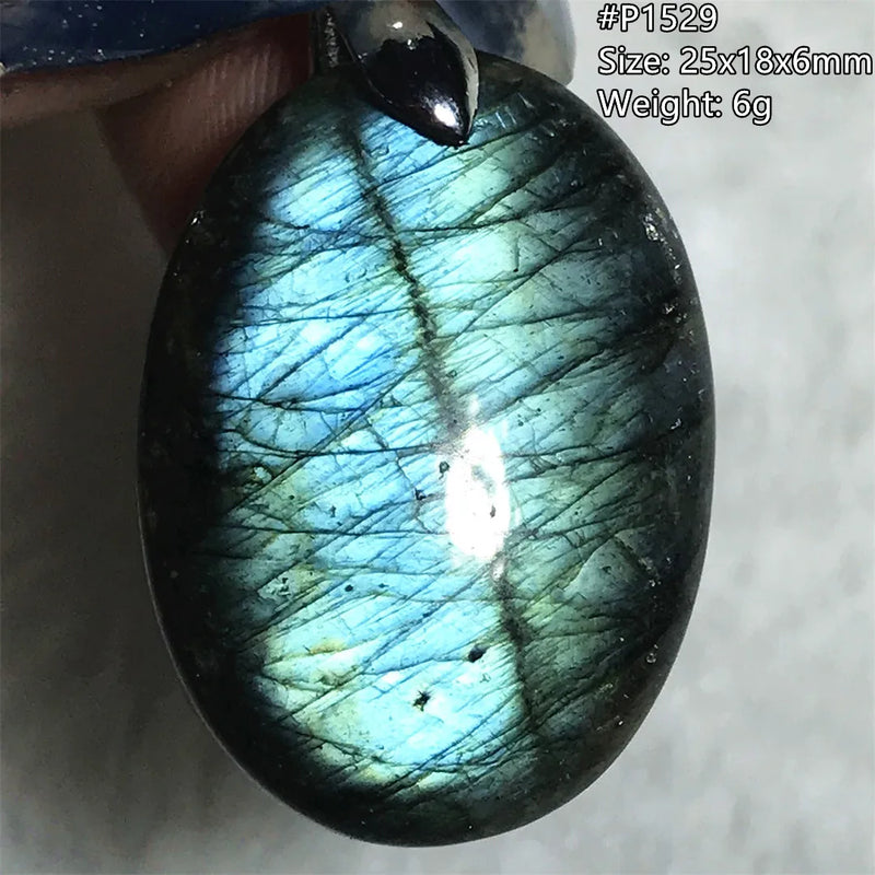 Labradorite Pendant Jewelry For Women Healing Gift Crystal Silver Stone Beads