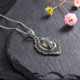 Labradorite Pendant Necklace 925 Sterling Silver Moonstone Jewelry
