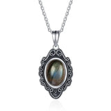 Labradorite Pendant Necklace 925 Sterling Silver Moonstone Jewelry