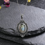 Labradorite Pendant Necklace 925 Sterling Silver Moonstone Jewelry