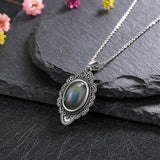 Labradorite Pendant Necklace 925 Sterling Silver Moonstone Jewelry