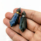 Labradorite Perfume Bottle Pendant Stone Oil Diffuser Charm