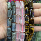Labradorite Rose Quartz Tiger Eye Stone Beads 15'' DIY Loose Beads