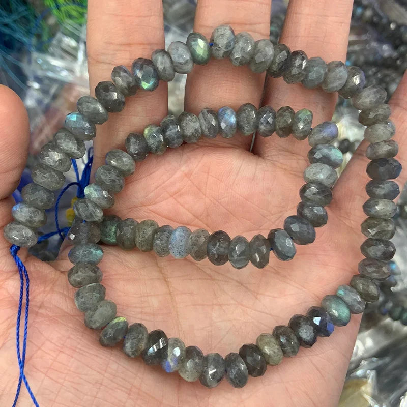 Labradorite Stone Beads 15?? Rondelle DIY Loose Beads Jewelry Making Women Gift
