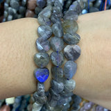 Labradorite Stone Beads 15'' Gray Heart Beads for Jewelry Making Women