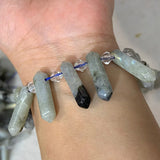 Labradorite Stone Beads 15'' Sticks Crystal Point Shape DIY Loose Beads