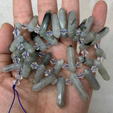 Labradorite Stone Beads 15'' Sticks Crystal Point Shape DIY Loose Beads