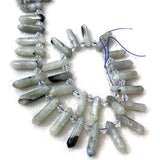 Labradorite Stone Beads 15'' Sticks Crystal Point Shape DIY Loose Beads
