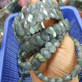 Labradorite Stone Beads Bracelet Natural Gem Jewelry Bangle Women Gift