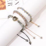 Labradorite Stone Bracelet Love Heart Charm Bracelet 3Pcs/Set