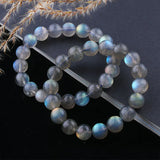 Labradorite Stone Bracelet Lights Gemstone Bead Stretch Charm Bangle