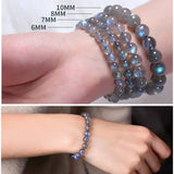 Labradorite Stone Bracelet Lights Gemstone Bead Stretch Charm Bangle