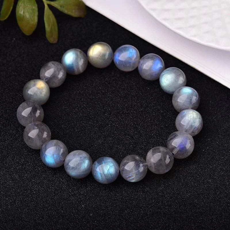 Labradorite Stone Bracelets For Women Jewelry Gem Bead Stretch Bangle