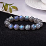 Labradorite Stone Bracelets For Women Jewelry Gem Bead Stretch Bangle